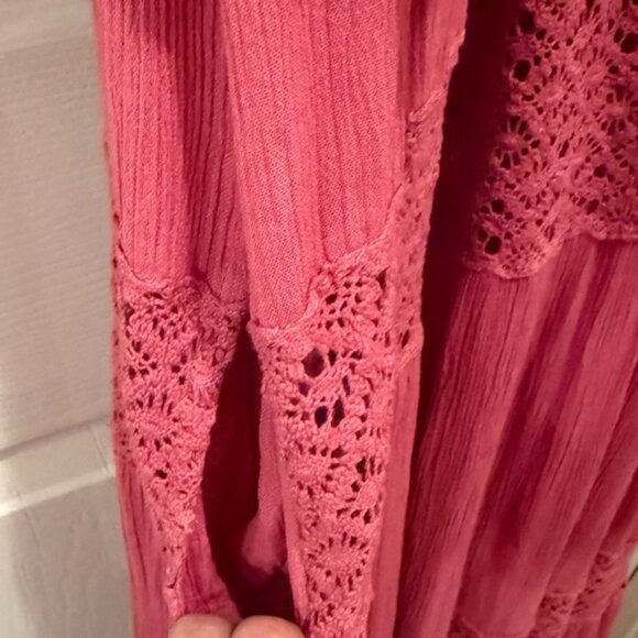 New Free People Mauve Maxi Flutter Sleeve Dress medium oversized cotton pockets - Picture 9 of 10